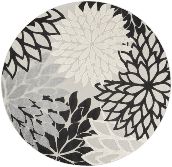 HomeRoots 8' X 8' Black and White Indoor/Outdoor Area Rug – Durable, Elegant, and Easy-Care for High-Traffic Spaces 479269