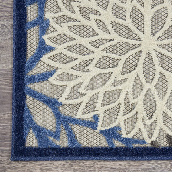HomeRoots 9' X 12' Blue Indoor Outdoor Area Rug – Stylish, Durable Floral Design for High-Traffic Spaces! 479273