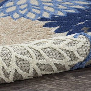 HomeRoots 9' X 12' Blue Indoor Outdoor Area Rug – Stylish, Durable Floral Design for High-Traffic Spaces! 479273