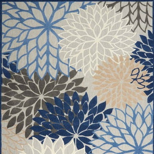 HomeRoots 9' X 12' Blue Indoor Outdoor Area Rug – Stylish, Durable Floral Design for High-Traffic Spaces! 479273