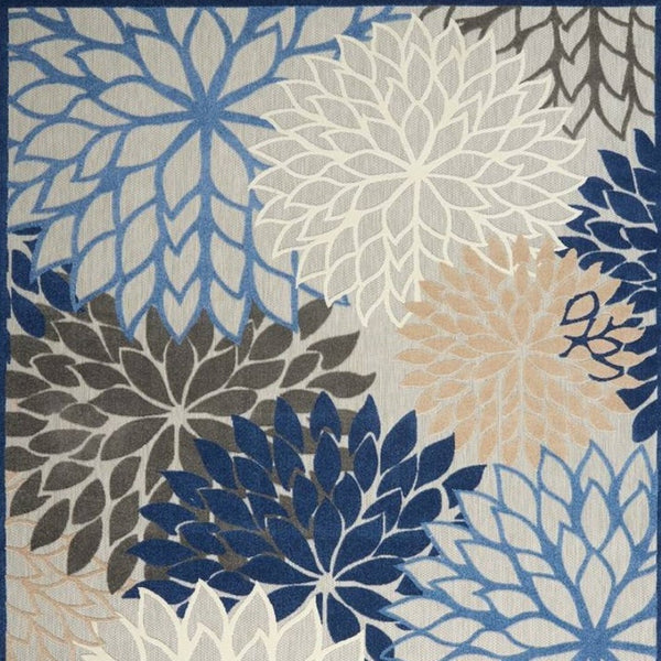 HomeRoots 9' X 12' Blue Indoor Outdoor Area Rug – Stylish, Durable Floral Design for High-Traffic Spaces! 479273