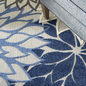 HomeRoots 9' X 12' Blue Indoor Outdoor Area Rug – Stylish, Durable Floral Design for High-Traffic Spaces! 479273