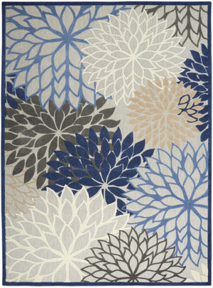 HomeRoots 9' X 12' Blue Indoor Outdoor Area Rug – Stylish, Durable Floral Design for High-Traffic Spaces! 479273