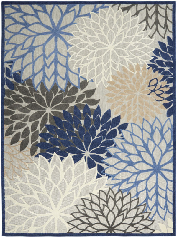 HomeRoots 9' X 12' Blue Indoor Outdoor Area Rug – Stylish, Durable Floral Design for High-Traffic Spaces! 479273