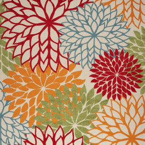 HomeRoots 9' Green and Ivory Indoor/Outdoor Area Rug - Tropical Style, Stain-Resistant, Durable & Easy Care 479276