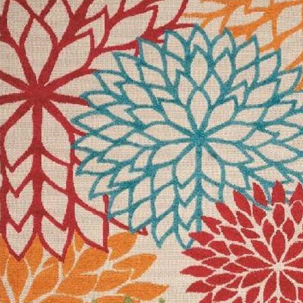 Homeroots 10' X 13' Green Floral Non Skid Indoor Outdoor Area Rug  Polypropylene 479277