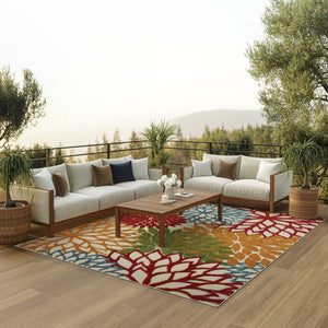 HomeRoots 10' Green and Ivory Area Rug - Stylish, Durable Indoor/Outdoor Carpet for High-Traffic Spaces 479277