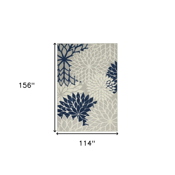 HomeRoots 10' X 13' Elegant Ivory and Blue Area Rug - Durable, Low-Maintenance Design for Indoor/Outdoor Spaces 479278