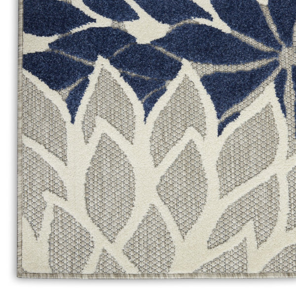 HomeRoots 10' X 13' Elegant Ivory and Blue Area Rug - Durable, Low-Maintenance Design for Indoor/Outdoor Spaces 479278