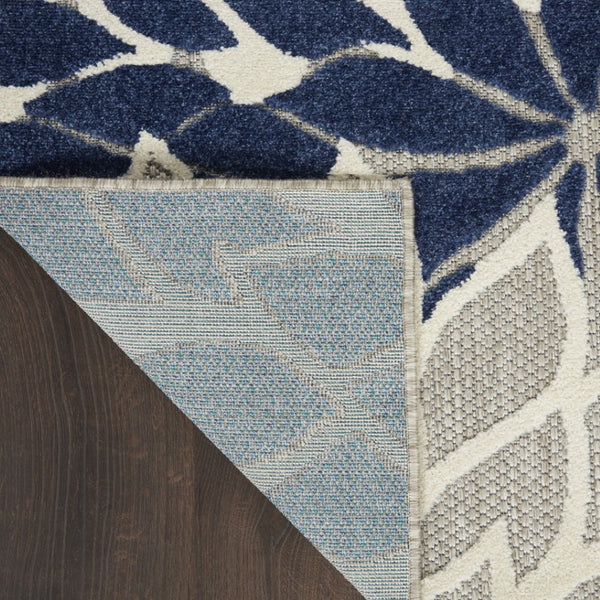 HomeRoots 10' X 13' Elegant Ivory and Blue Area Rug - Durable, Low-Maintenance Design for Indoor/Outdoor Spaces 479278