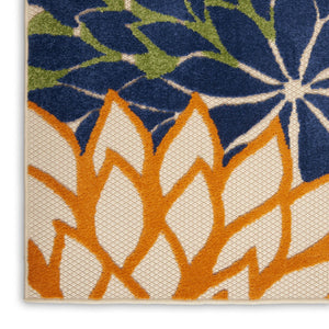 HomeRoots 9' Vibrant Blue and Orange Indoor Outdoor Area Rug - Durable, Stylish Southwestern Design for All Spaces 479279
