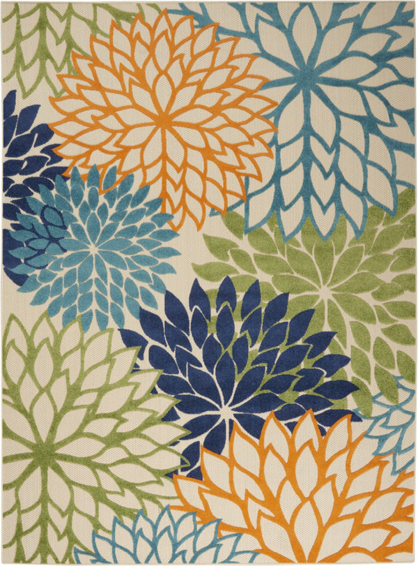 HomeRoots 10' Blue and Orange Indoor-Outdoor Area Rug - Durable, Vibrant Southwestern Design for Any Space! 479280