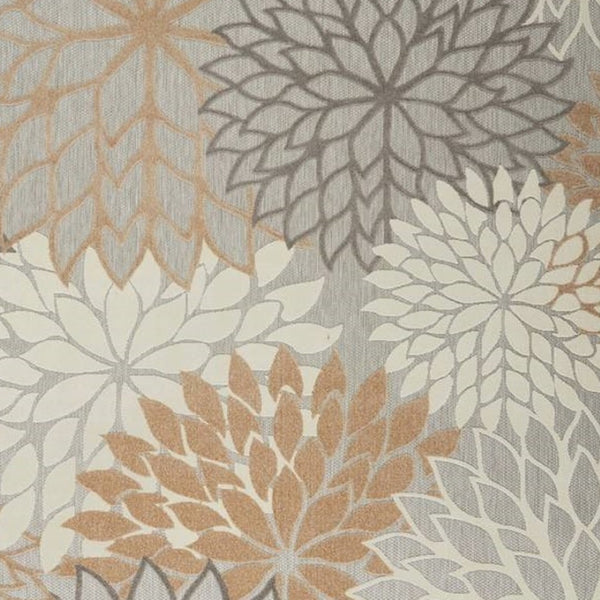 HomeRoots 9' Gray and Ivory Indoor Outdoor Area Rug - Durable Floral Design for High-Traffic Spaces & Easy Care 479282