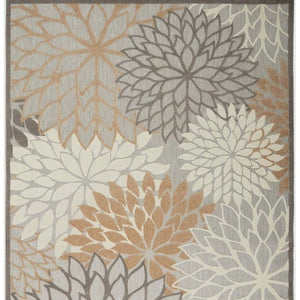 HomeRoots 9' Gray and Ivory Indoor Outdoor Area Rug - Durable Floral Design for High-Traffic Spaces & Easy Care 479282
