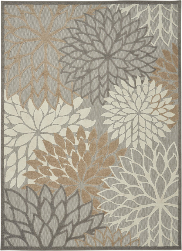 HomeRoots 10' Gray and Ivory Floral Area Rug - Indoor/Outdoor, Durable, Stain-Resistant, Stylish Decor Solution 479283
