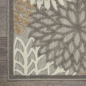 HomeRoots 10' Gray and Ivory Floral Area Rug - Indoor/Outdoor, Durable, Stain-Resistant, Stylish Decor Solution 479283