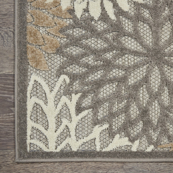 HomeRoots 10' Gray and Ivory Floral Area Rug - Indoor/Outdoor, Durable, Stain-Resistant, Stylish Decor Solution 479283
