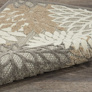 HomeRoots 10' Gray and Ivory Floral Area Rug - Indoor/Outdoor, Durable, Stain-Resistant, Stylish Decor Solution 479283