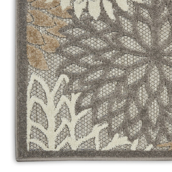 HomeRoots 10' Gray and Ivory Floral Area Rug - Indoor/Outdoor, Durable, Stain-Resistant, Stylish Decor Solution 479283