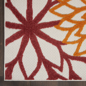 Homeroots 12' X 15' Red Floral Non Skid Indoor Outdoor Area Rug  Polypropylene 479284