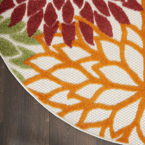 HomeRoots 8' X 8' Vibrant Red and Ivory Tropical Floral Area Rug for Indoor and Outdoor Stylish Spaces 479290