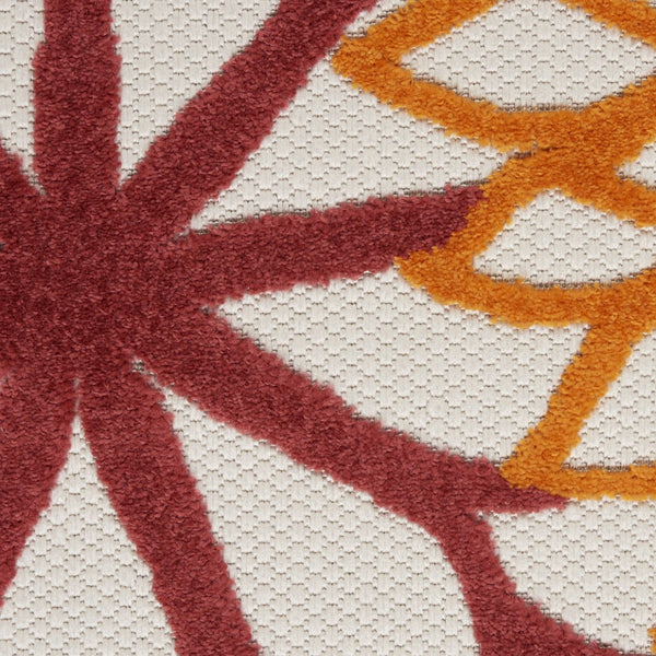 HomeRoots 8' X 8' Vibrant Red and Ivory Tropical Floral Area Rug for Indoor and Outdoor Stylish Spaces 479290