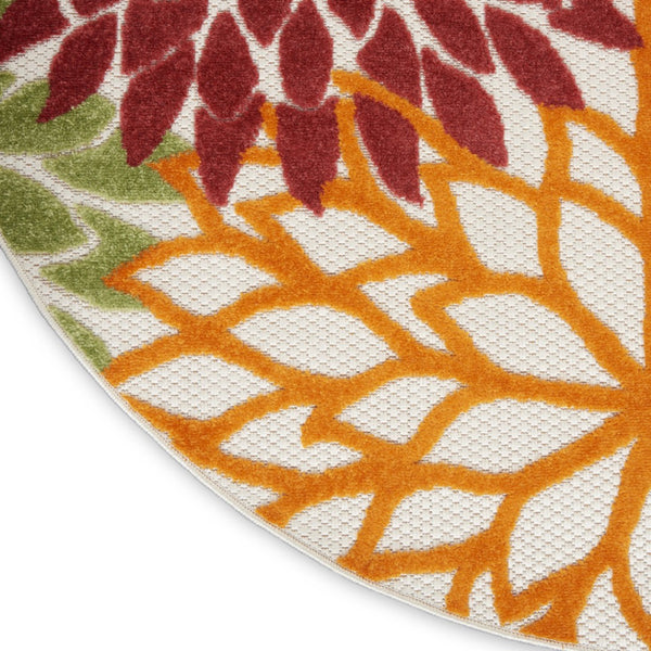 HomeRoots 8' X 8' Vibrant Red and Ivory Tropical Floral Area Rug for Indoor and Outdoor Stylish Spaces 479290