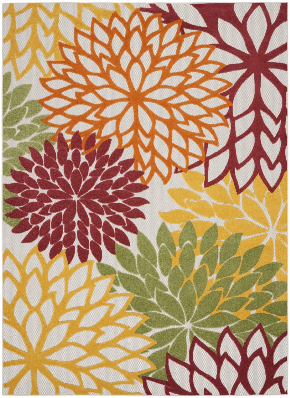 HomeRoots 9' X 12' Red and Ivory Floral Indoor/Outdoor Area Rug – Durable, Stylish, Easy-Care for Any Space 479291