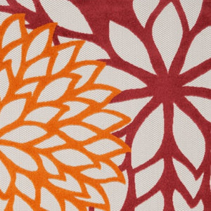 HomeRoots 10' Tropical-Inspired Red & Ivory Indoor/Outdoor Area Rug - Durable & Low-Maintenance Floral Design 479292