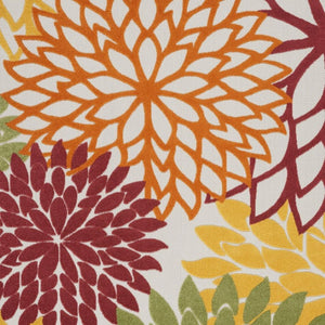 HomeRoots 10' Tropical-Inspired Red & Ivory Indoor/Outdoor Area Rug - Durable & Low-Maintenance Floral Design 479292