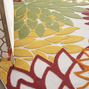 HomeRoots 10' Tropical-Inspired Red & Ivory Indoor/Outdoor Area Rug - Durable & Low-Maintenance Floral Design 479292