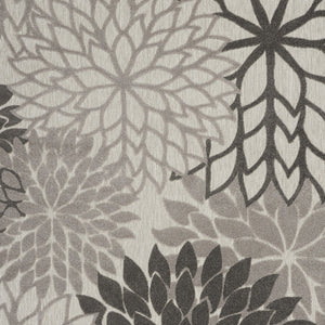 Homeroots 10' X 13' Silver Grey Floral Non Skid Indoor Outdoor Area Rug  Polypropylene 479293