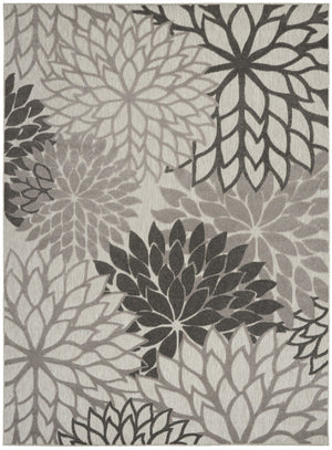 HomeRoots 10' Silver Grey Floral Area Rug – Non-Skid, Durable, Stylish for Indoor & Outdoor Spaces, Easy Care 479293