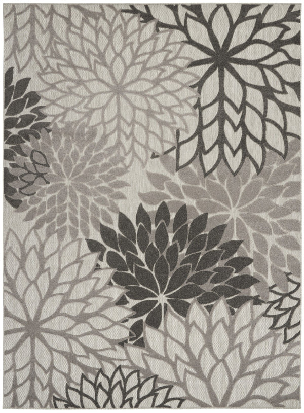 HomeRoots 10' Silver Grey Floral Area Rug – Non-Skid, Durable, Stylish for Indoor & Outdoor Spaces, Easy Care 479293