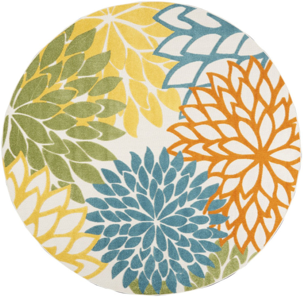 HomeRoots 8' Blue and Ivory Floral Indoor-Outdoor Area Rug - Durable, Stylish, Stain-Resistant, Easy Care! 479294