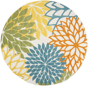 HomeRoots 8' Blue and Ivory Floral Indoor-Outdoor Area Rug - Durable, Stylish, Stain-Resistant, Easy Care! 479294