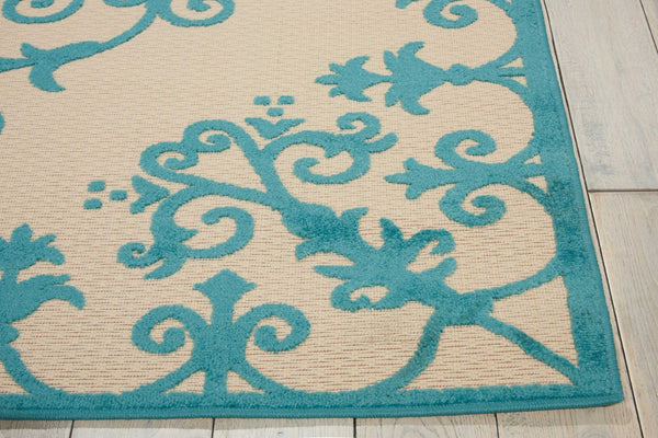 HomeRoots 10' Aqua Indoor Outdoor Area Rug - Durable, Stylish, Easy-Clean for Patios, Kitchens & Living Spaces 479297