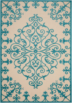HomeRoots 10' Aqua Indoor Outdoor Area Rug - Durable, Stylish, Easy-Clean for Patios, Kitchens & Living Spaces 479297