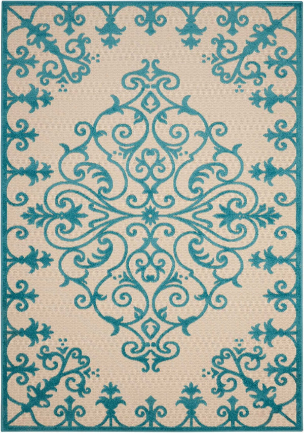 HomeRoots 10' Aqua Indoor Outdoor Area Rug - Durable, Stylish, Easy-Clean for Patios, Kitchens & Living Spaces 479297