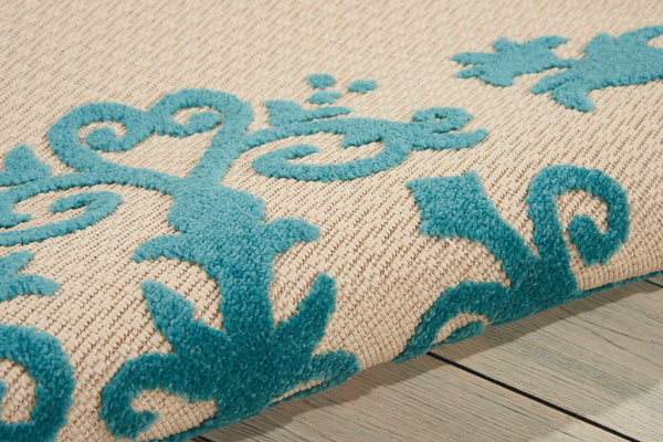 HomeRoots 10' Aqua Indoor Outdoor Area Rug - Durable, Stylish, Easy-Clean for Patios, Kitchens & Living Spaces 479297