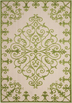 Homeroots 10' X 13' Green Damask Non Skid Indoor Outdoor Area Rug  Polypropylene 479298