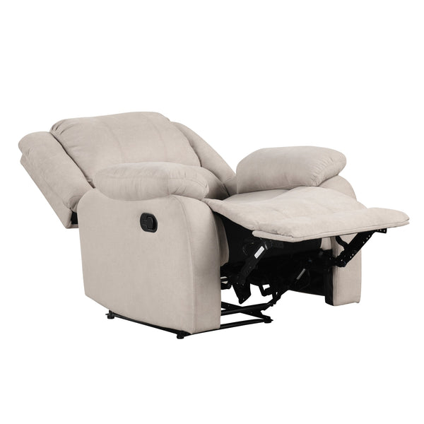 English Elm Modern Fairview Recliner Chair Plush Microfiber Manual Reclining Pillowtop Arms Solid Wood Frame Beige 35 L x 30.5 W x 26.5 H B011P188429