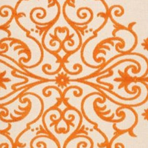 HomeRoots 10' Orange and Ivory Area Rug - Stylish Indoor/Outdoor Damask Design, Durable, Easy-Care, Versatile! 479300