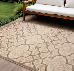 HomeRoots 10' X 13' Cream Area Rug – Durable Indoor/Outdoor Flat-Woven Design for Stylish, High-Traffic Spaces 479302