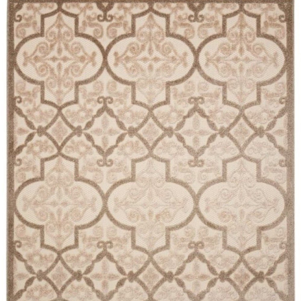 Homeroots 10' X 13' Cream Ikat Non Skid Indoor Outdoor Area Rug  Polypropylene 479302
