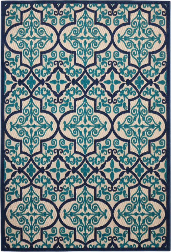 HomeRoots 10' Blue and Ivory Indoor Outdoor Area Rug - Stylish, Durable, Easy-Clean for Any Living Space! 479303