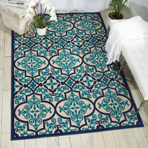 HomeRoots 10' Blue and Ivory Indoor Outdoor Area Rug - Stylish, Durable, Easy-Clean for Any Living Space! 479303