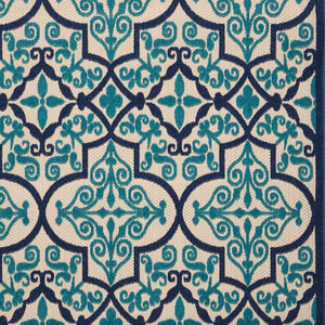 Homeroots 10' X 13' Navy Ikat Non Skid Indoor Outdoor Area Rug  Polypropylene 479303