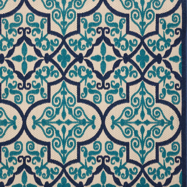 Homeroots 10' X 13' Navy Ikat Non Skid Indoor Outdoor Area Rug  Polypropylene 479303