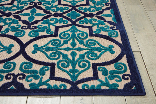 HomeRoots 10' Blue and Ivory Indoor Outdoor Area Rug - Stylish, Durable, Easy-Clean for Any Living Space! 479303